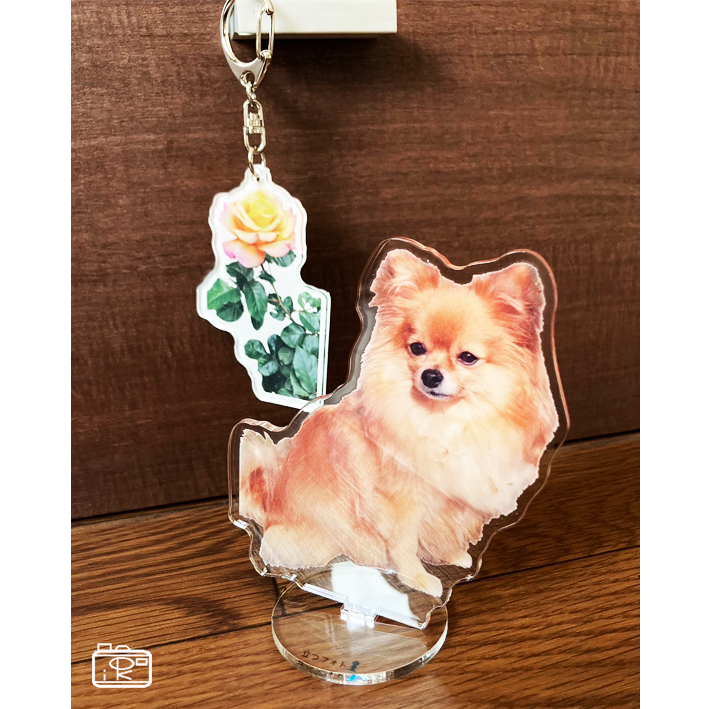 アクリルフォトグッズお好きな写真一枚でペット花趣味スマホプリント写真で作れます台座付きフォトスタンド反射板付きキーホルダー_写真整理アドバイザーPHOTOKASフォトカス