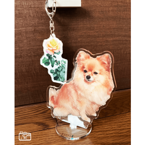アクリルフォトグッズお好きな写真一枚でペット花趣味スマホプリント写真で作れます台座付きフォトスタンド反射板付きキーホルダー_写真整理アドバイザーPHOTOKASフォトカス